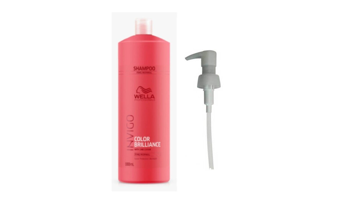 Wella Invigo Brilliance Shampoo For Fine to Normal Coloured Hair 1000ml & PUMP