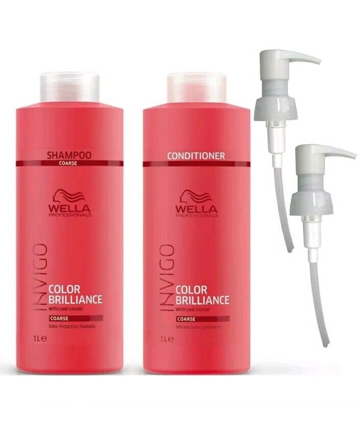 Wella Invigo Brilliance Coarse 1000ml Duo Litre Pack + Pumps