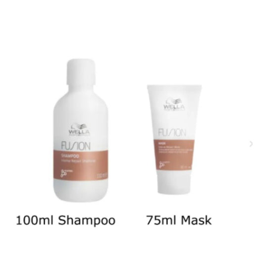 Wella 1 x 100ml Fusion Intense Repair Shampoo & 1 x 75ml Masks. Travel set