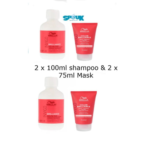 Wella Professionals  Fine Brilliance 100ml Shampoo x 2 & 75ml mask x 2 Travel Set