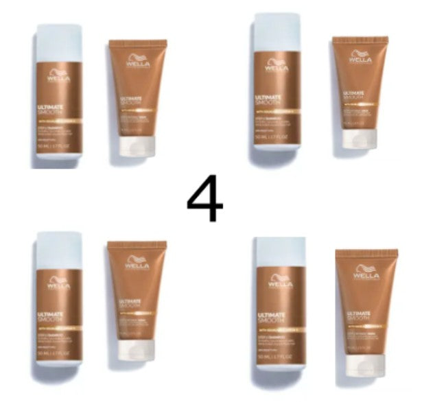 4 X Wella Professionals Ultimate Smooth Shampoo and Mask Travel Size Duo