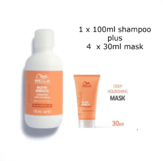 Wella Nutri Enrich 100ml Shampoo & 4 x 30ml Mask Travel Set