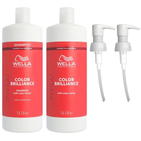 Wella Invigo Brilliance Coarse 1000ml Duo Litre Pack + Pumps