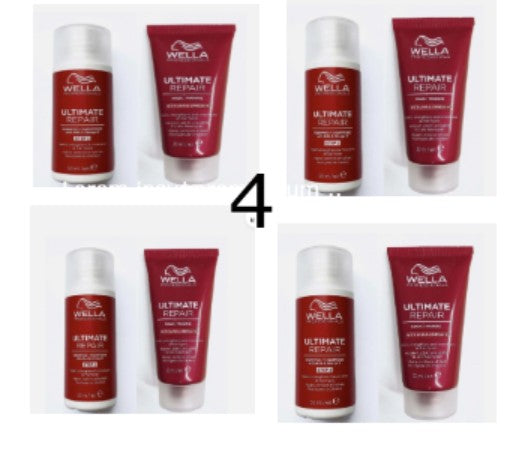 Wella Ultimate Repair Step 1 Shampoo 50ml x 4 & Step 2 Mask 30ml x 4 Travel